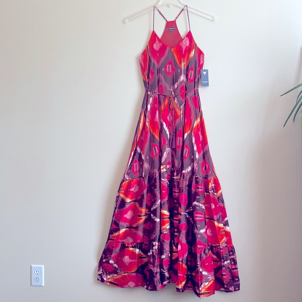 GUESS Angelica Maxi XS Satin Spaghetti Strap Dress - Picture 2 of 16